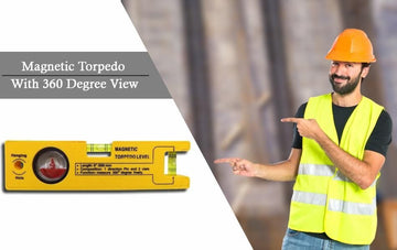 8-inch Magnetic Torpedo Level Tool With 1 Direction Pin, 2 Vials And 360 Degree View (Multicolor)