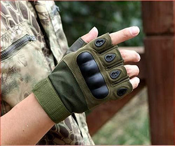 Non-Slip Half Finger Rubber Knuckle Motorcycle Gloves